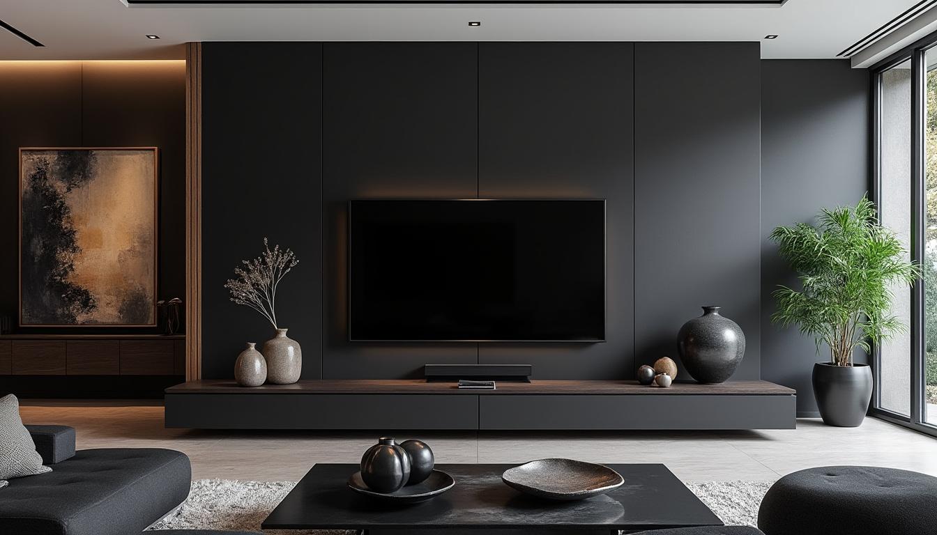 découvrez les avantages d'un mur tv avec palette noire pour transformer votre espace. alliant élégance et modernité, cette tendance s'intègre parfaitement dans divers styles de décoration, tout en offrant une toile de fond chic pour votre télévision. apprenez comment le noir peut embellir votre intérieur et créer une atmosphère accueillante.