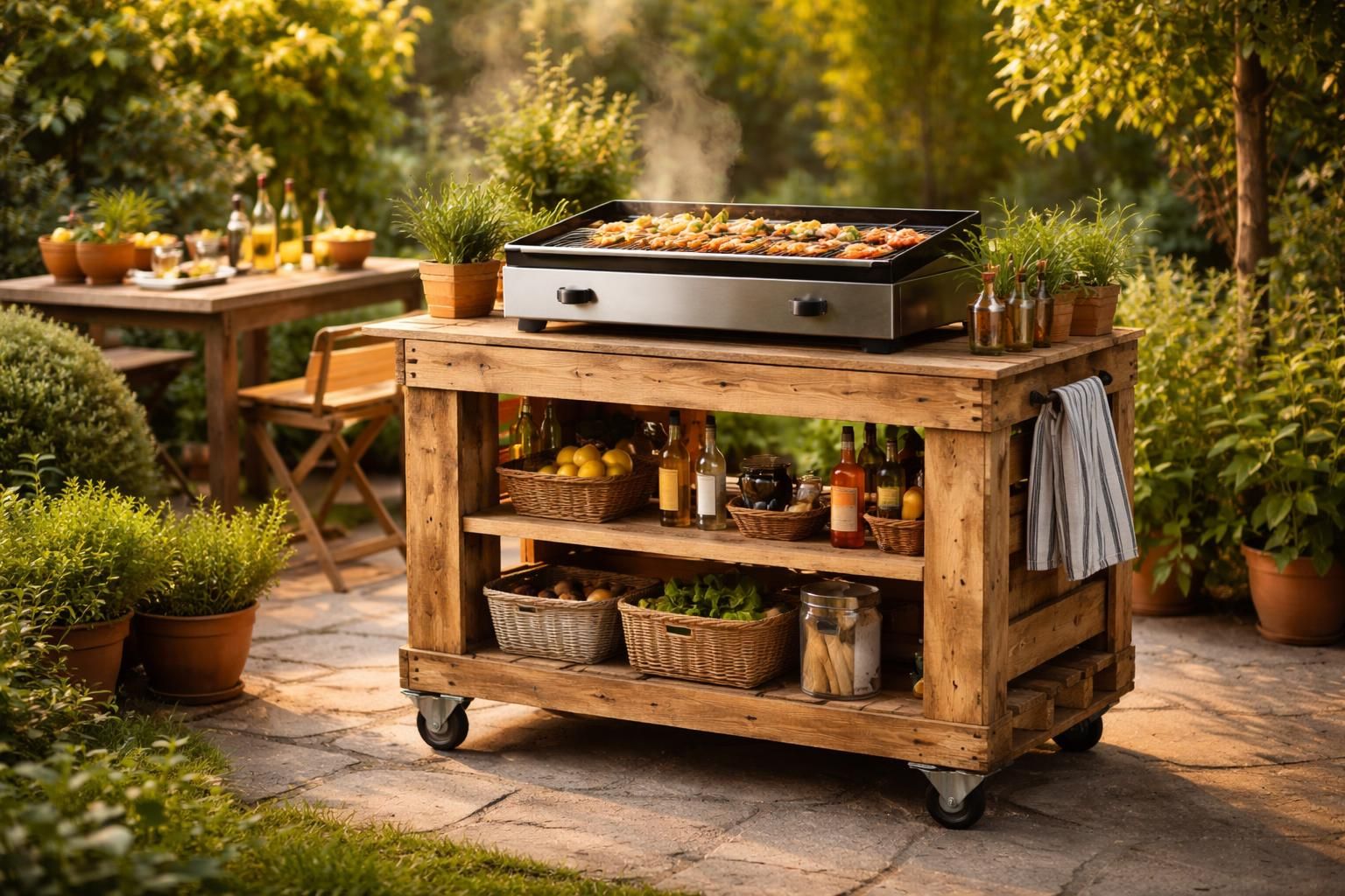 découvrez notre tutoriel diy pour créer un chariot pour plancha en palette, idéal pour organiser vos repas d'été en toute convivialité.