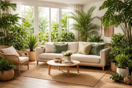 transformez votre salon en une oasis urbaine grâce à nos idées déco jungle, alliant plantes luxuriantes et touches de vert pour une ambiance naturelle et apaisante.