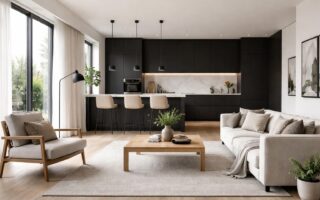 découvrez comment choisir le salon idéal pour parfaitement s'harmoniser avec une cuisine noire moderne, alliant style et élégance dans votre espace de vie.