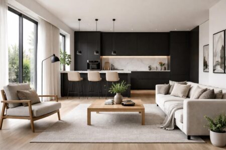 découvrez comment choisir le salon idéal pour parfaitement s'harmoniser avec une cuisine noire moderne, alliant style et élégance dans votre espace de vie.