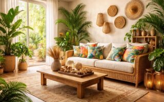 découvrez nos idées pour un salon style exotique et évadez-vous sans quitter votre canapé grâce à une décoration inspirée des tropiques.