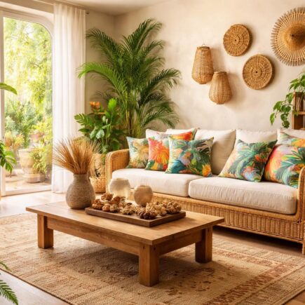 découvrez nos idées pour un salon style exotique et évadez-vous sans quitter votre canapé grâce à une décoration inspirée des tropiques.