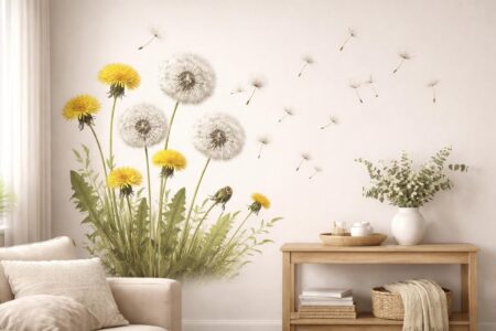 apportez une touche de légèreté et de fraîcheur à vos murs avec nos stickers muraux fleurs de pissenlit, idéals pour décorer votre intérieur avec élégance et poésie.