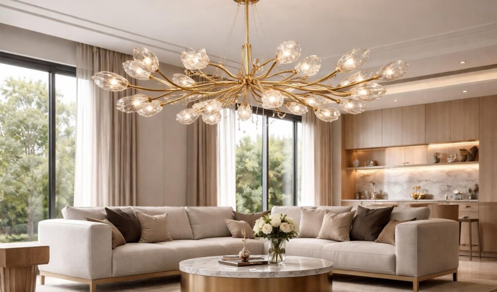 découvrez notre suspension en bronze doré, un luminaire de luxe idéal pour sublimer votre séjour avec élégance et raffinement.