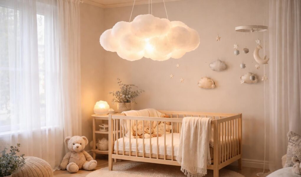 découvrez la suspension nuage, un luminaire doux et apaisant idéal pour la chambre de bébé, qui crée une ambiance sereine et chaleureuse pour les tout-petits.