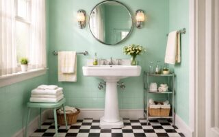 découvrez comment la peinture vert menthe peut transformer votre salle de bain avec un style rétro charmant et rafraîchissant. osez cette couleur tendance pour créer une ambiance unique et pleine de fraîcheur.