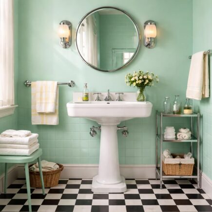 découvrez comment la peinture vert menthe peut transformer votre salle de bain avec un style rétro charmant et rafraîchissant. osez cette couleur tendance pour créer une ambiance unique et pleine de fraîcheur.