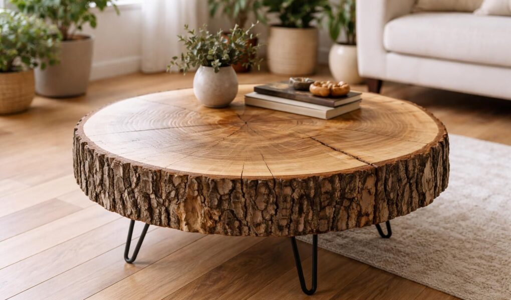 découvrez comment fabriquer une table basse unique en utilisant un tronc d'arbre, pour un meuble au style naturel et brut, alliant authenticité et design.