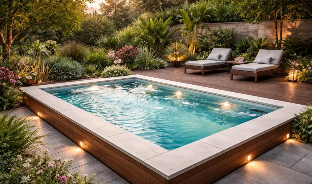 découvrez le spa de nage encastrable, alliant design élégant et fonctionnalité, idéal pour sublimer votre jardin ou terrasse tout en profitant d'un espace de détente unique.