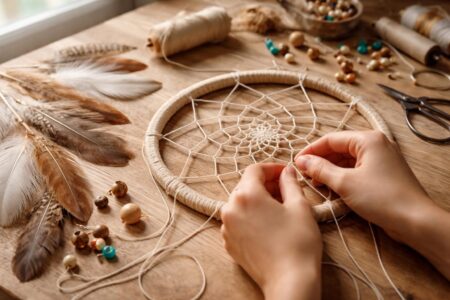 apprenez à fabriquer un attrape-rêves unique avec notre guide étape par étape, incluant la réalisation des nœuds, la décoration avec des plumes et des perles pour un résultat personnalisé et esthétique.