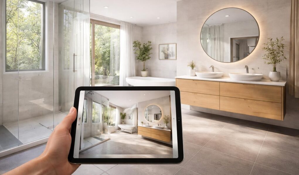 découvrez notre application ipad pour visualiser et aménager facilement votre salle de bain, en plaçant meubles et optimisant la circulation.