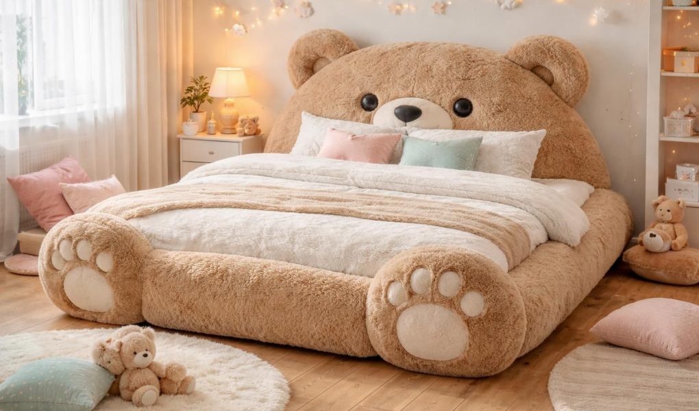 découvrez le lit en forme de nounours pour adultes 2 personnes, l'option idéale pour une chambre ludique et confortable. apportez une touche d'originalité et de douceur à votre espace nuit.